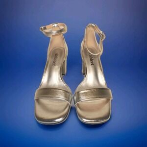 New Women's Silver Strappy High Heels, Size 7